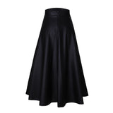 LUTAOTIE European and American Foreign Trade  Autumn and Winter New Women's High Waist PU Leather Skirt Mid-Length Black Skirt