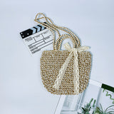 LUTAOTIE  Factory Direct Supply Thickened Lining Bow Straw Bag Woven Portable Beach Bag Japanese and Korean Style Fresh Straw Bag