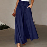 LUTAOTIE  HOT and NEW Cross Border Summer New Women's Wide-Leg Pants Elastic Waistband Wide Leg High Waist Long Culottes for Women in Stock