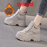 Hight Increasing Martin Boots Female 8cm Small British Style Ankle Boots  Autumn and Winter New Student Korean Style All-Match Fashion