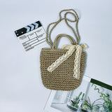 LUTAOTIE  Factory Direct Supply Thickened Lining Bow Straw Bag Woven Portable Beach Bag Japanese and Korean Style Fresh Straw Bag