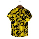 LUTAOTIE Cross-Entry E-Commerce Foreign Trade Hot Sale in  Popular Skull Pattern Printing Hawaii Beach Vacation Short Men's Shirt