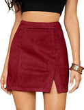 LUTAOTIE Cross Border Women's Suede Hip Skirt High Waist Zipper Autumn Winter Sexy A- line Solid Skirt