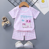 LUTAOTIE Summer Suit Children's Short-Sleeved Shorts Baby Girl Homewear Clothes Baby T-shirt Boys' Pajamas 0-1-2-3 Years Old