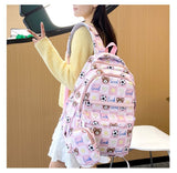 New Large Capacity Cute Printed Bear School Bag High School Primary School Student Bag Plaid Campus Lightweight Backpack Wholesale