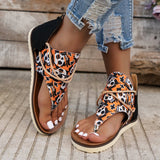 LUTAOTIE Cross-Border Foreign Trade plus Size Women's Sandals  Spring and Summer New Flip-Flops Printed Flat Beach Sandals Roman Shoes