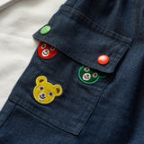 LUTAOTIE Mikii Japanese Style 24 Amoi Boy's Soft Embroidered Denim Letter Bear Foreign Trade Casual Cropped Pants Crawler 3205