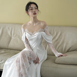 Travel Photography Lightweight Wedding Dress  Lace Small Tail White Retro  New Simple Bridal Welcome Super Fairy Dress