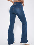 European and American High Waist Slim Stretch Shaping Bell-Bottom Pants Women's Jeans