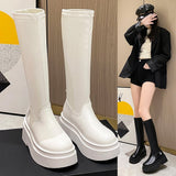 LUTAOTIE  in Stock and Fast Delivery! Stretch Thin Boots Thick Bottom Height Increasing Small Boots Women's below the Knee Long Boots Knight Boots Autumn