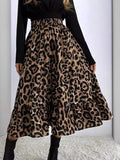 LUTAOTIE Foreign Trade Cross-Border Women's Clothing Outer Sexy Leopard Print High Waist Skirt European and American Loose Swing Dress Women