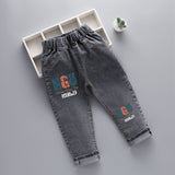 LUTAOTIE Spring and Autumn New Men's Children Denim Trousers Kart Pattern Printing Children's Denim Trousers Denim Trousers Crawler