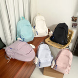 Autumn and Winter New Korean Style Solid Color Nylon Student Backpack Simple Fresh Men's and Women's Backpack