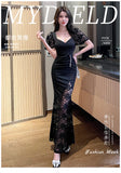 Evening Work Clothes Sexy Dress  New Slim-Fit Slimming Deep V Evening Dress Night Shop Women's Clothing