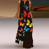 Women's Clothing  New European and American Spring and Summer Fashion Printed Sexy Pocket Maxi Dress