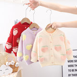 21 autumn new Korean version autumn and winter children's sweater, girls' cardigan, big peach children's top