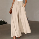 LUTAOTIE  HOT and NEW Cross Border Summer New Women's Wide-Leg Pants Elastic Waistband Wide Leg High Waist Long Culottes for Women in Stock