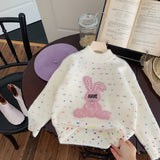 Girls pullover sweater 2024 new foreign style children's thickened Kulomi wool top pullover knitted sweater Internet celebrities