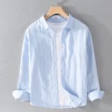 LUTAOTIE Y9206 Men's New Cotton Linen Long Sleeve Blouse White Art Versatile Casual Breathable Solid Color Linen Shirt Men