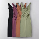 Sexy Swing Collar Fitted Waist Vest Dress Female 2024 Summer New Pure Hot Girl Skinny Sheath Slimming Dress