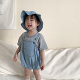 LUTAOTIE Baby Striped T-shirt Suspender Pants Korean Style Children's Clothing  Summer New Baby Clothes Summer Boys Suit