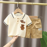 LUTAOTIE Boys' Suit Summer Western Style Children's Clothes Baby Boy Short Sleeve Two-Piece Korean Style Small Children's Clothing Baby Summer Clothing