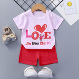 LUTAOTIE Summer Suit Children's Short-Sleeved Shorts Baby Girl Homewear Clothes Baby T-shirt Boys' Pajamas 0-1-2-3 Years Old