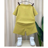 LUTAOTIE New Children's Clothing Summer Children's Casual Suit Loose Clothes Boys' Short-Sleeved Shorts Waffle Baby Wholesale