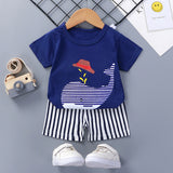 LUTAOTIE Summer Suit Children's Short-Sleeved Shorts Baby Girl Homewear Clothes Baby T-shirt Boys' Pajamas 0-1-2-3 Years Old