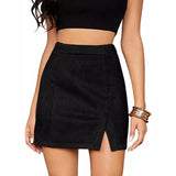 LUTAOTIE Cross Border Women's Suede Hip Skirt High Waist Zipper Autumn Winter Sexy A- line Solid Skirt