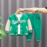 LUTAOTIE Spring Boys' New Baseball Collar Long-Sleeve Suit Autumn Boys' Trendy Letter Printing Casual Fashion Three-Piece Set