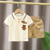 LUTAOTIE Boys' Suit Summer Western Style Children's Clothes Baby Boy Short Sleeve Two-Piece Korean Style Small Children's Clothing Baby Summer Clothing