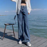 LUTAOTIE  888 Women's Wide-Leg Jeans High Waist Drooping Spring and Autumn New Niche Straight Loose Pants