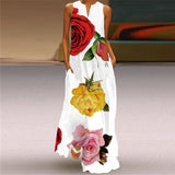 Women's Clothing  New European and American Spring and Summer Fashion Printed Sexy Pocket Maxi Dress