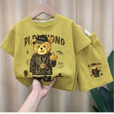 LUTAOTIE New Children's Clothing Summer Children's Casual Suit Loose Clothes Boys' Short-Sleeved Shorts Waffle Baby Wholesale