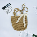 LUTAOTIE  Factory Direct Supply Thickened Lining Bow Straw Bag Woven Portable Beach Bag Japanese and Korean Style Fresh Straw Bag