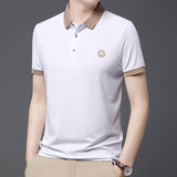 LUTAOTIE Summer New ICE Cotton Lapel Short-Sleeved T-shirt Men's Middle-Aged Solid Color Thin Embroidery Polo Shirt Top Men's Clothing