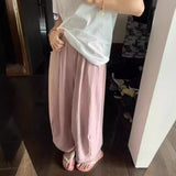 LUTAOTIE  High Waist Wide Leg Cropped Pants Draping Small Lazy and Loose Slimming Cool Pants Spring and Summer Casual Pants Women's Trousers