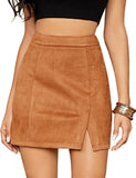 LUTAOTIE Cross Border Women's Suede Hip Skirt High Waist Zipper Autumn Winter Sexy A- line Solid Skirt