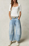 LUTAOTIE  In Stock  Cross-Border Best Seller in HOT and NEW in Stock Wide Leg Loose Jeans Women's Washed Denim K306