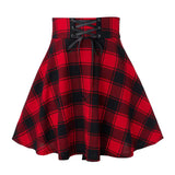 LUTAOTIE European and American Foreign Trade  New Fashion Plaid Lace-up Skirt