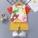 LUTAOTIE Summer Suit Children's Short-Sleeved Shorts Baby Girl Homewear Clothes Baby T-shirt Boys' Pajamas 0-1-2-3 Years Old