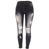 LUTAOTIE  Summer  Factory in Stock High Elastic Ankle-Length Ripped Women's Skinny Skinny Hip Raise Fashion Jeans