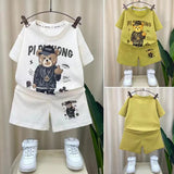 LUTAOTIE New Children's Clothing Summer Children's Casual Suit Loose Clothes Boys' Short-Sleeved Shorts Waffle Baby Wholesale