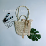 LUTAOTIE  Factory Direct Supply Thickened Lining Bow Straw Bag Woven Portable Beach Bag Japanese and Korean Style Fresh Straw Bag