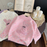 Girls pullover sweater 2024 new foreign style children's thickened Kulomi wool top pullover knitted sweater Internet celebrities