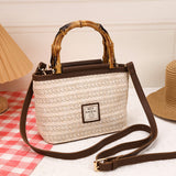 LUTAOTIE  Retro High-Grade Handbags Straw Women's Summer Casual Weaving Bucket Bag Popular Niche Fashion Shoulder Bag