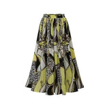 LUTAOTIE European and American Style Foreign Trade Women's Clothing   Hot Pleated Skirt plus Size Printed Skirt Big Hem A- line Skirt