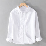 LUTAOTIE Y9206 Men's New Cotton Linen Long Sleeve Blouse White Art Versatile Casual Breathable Solid Color Linen Shirt Men