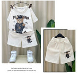 LUTAOTIE New Children's Clothing Summer Children's Casual Suit Loose Clothes Boys' Short-Sleeved Shorts Waffle Baby Wholesale